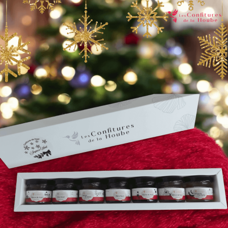 Coffret NOEL blanc élégant confiture de la hoube moselle grand est