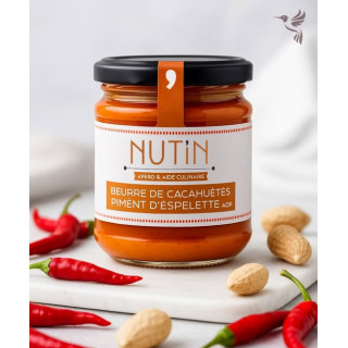 NUT'IN BIO - Beurre de Cacahuètes & Piment d'Espelette AOP - pâte à tartiner 180 gr