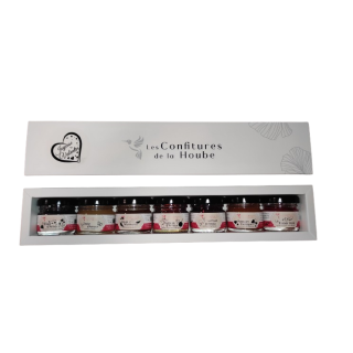 Coffret PLAISIR 7 saveurs blanc élégant confiture de la hoube moselle grand est ST VALENTIN