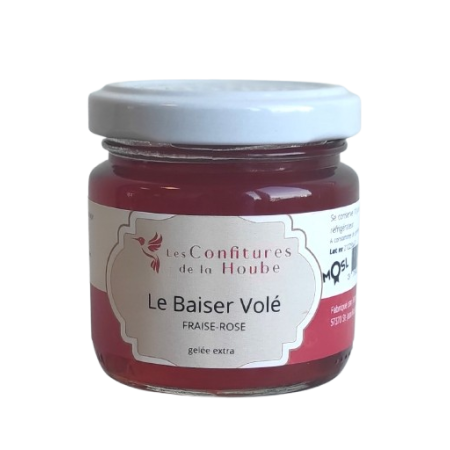 Gelée extra de Fraise à la Rose - Le Baiser Volé 110 gr Les Confitures de La Hoube Moselle