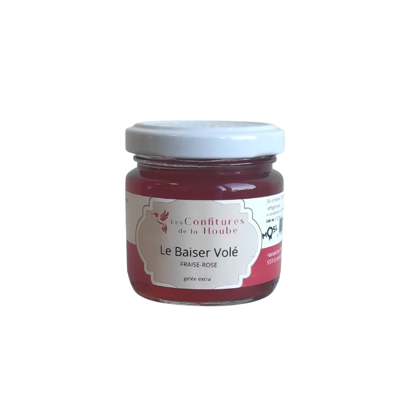 Gelée extra de Fraise à la Rose - Le Baiser Volé 110 gr Les Confitures de La Hoube Moselle