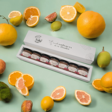 Coffret AGRUMES 7 saveurs blanc élégant confiture de la hoube moselle grand est