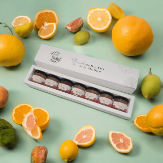 Coffret AGRUMES 7 saveurs blanc élégant confiture de la hoube moselle grand est