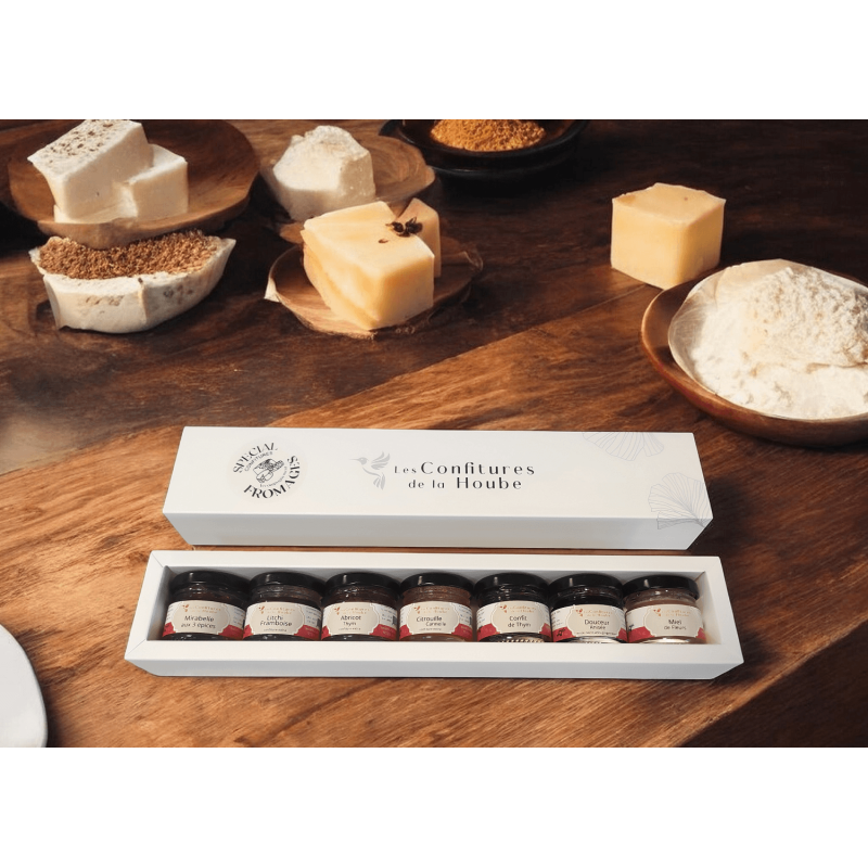 Coffret 7 saveurs FROMAGE blanc élégant confiture de la hoube moselle grand est