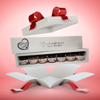 Coffret PLAISIR 7 saveurs blanc élégant confiture de la hoube moselle grand est FETE DES MERES