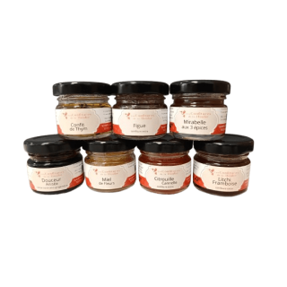 Coffret 7 saveurs FROMAGE blanc élégant confiture de la hoube moselle grand est