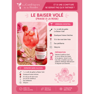 Gelée extra de Fraise à la Rose - Le Baiser Volé 110 gr Les Confitures de La Hoube Moselle