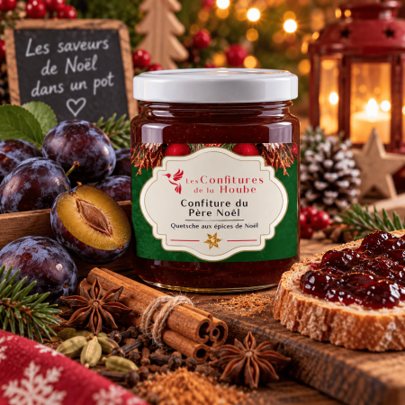 Confiture artisanale Quetsche de Lorraine aux épices de Noël 220 gr Les Confitures de La Hoube - Confiture du Père Noel