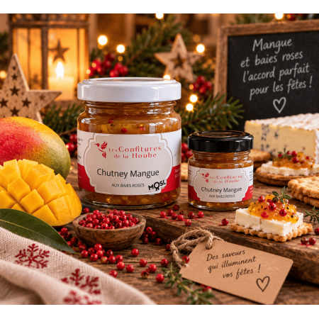 Chutney de Mangue aux baies roses 110 gr Les Confitures de La Hoube