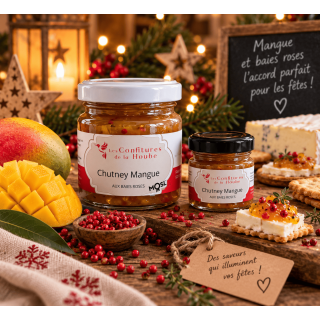 Chutney de Mangue aux baies roses 110 gr Les Confitures de La Hoube