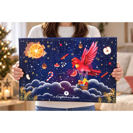 Calendrier de l'Avent 100% fabrication artisanale 100% Les Confitures de La Hoube 24 variétés de confitures différentes