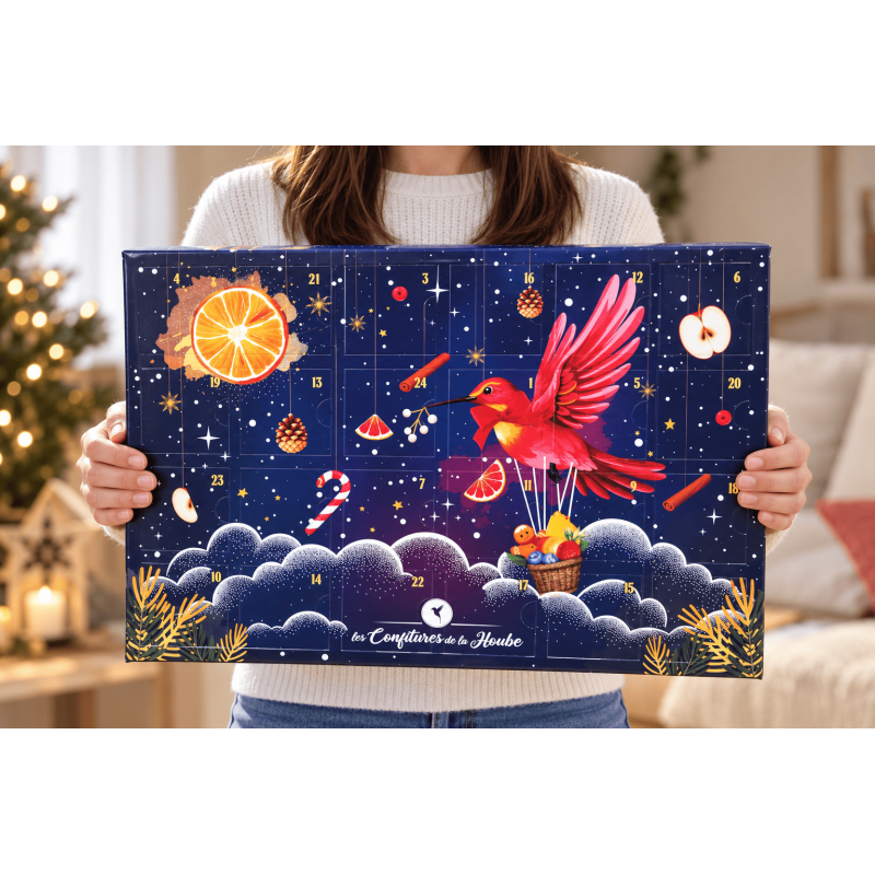 Calendrier de l'Avent 100% fabrication artisanale 100% Les Confitures de La Hoube 24 variétés de confitures différentes