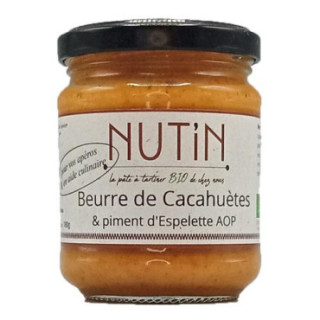 NUT'IN BIO - Beurre de Cacahuètes & Piment d'Espelette AOP - pâte à tartiner 180 gr