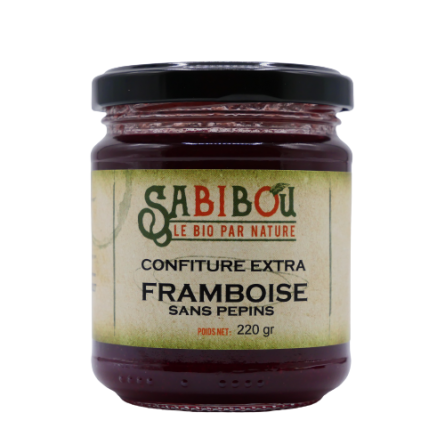 SABIBOU - Framboise sans pépins - confiture artisanale BIO 220 gr