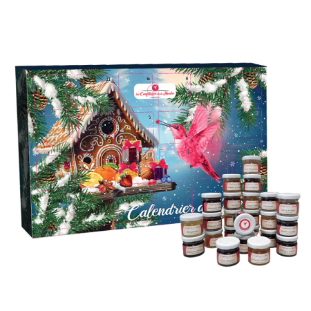 Calendrier de l'Avent 100% fabrication artisanale 100% Les Confitures de La Hoube 24 variétés de confitures différentes